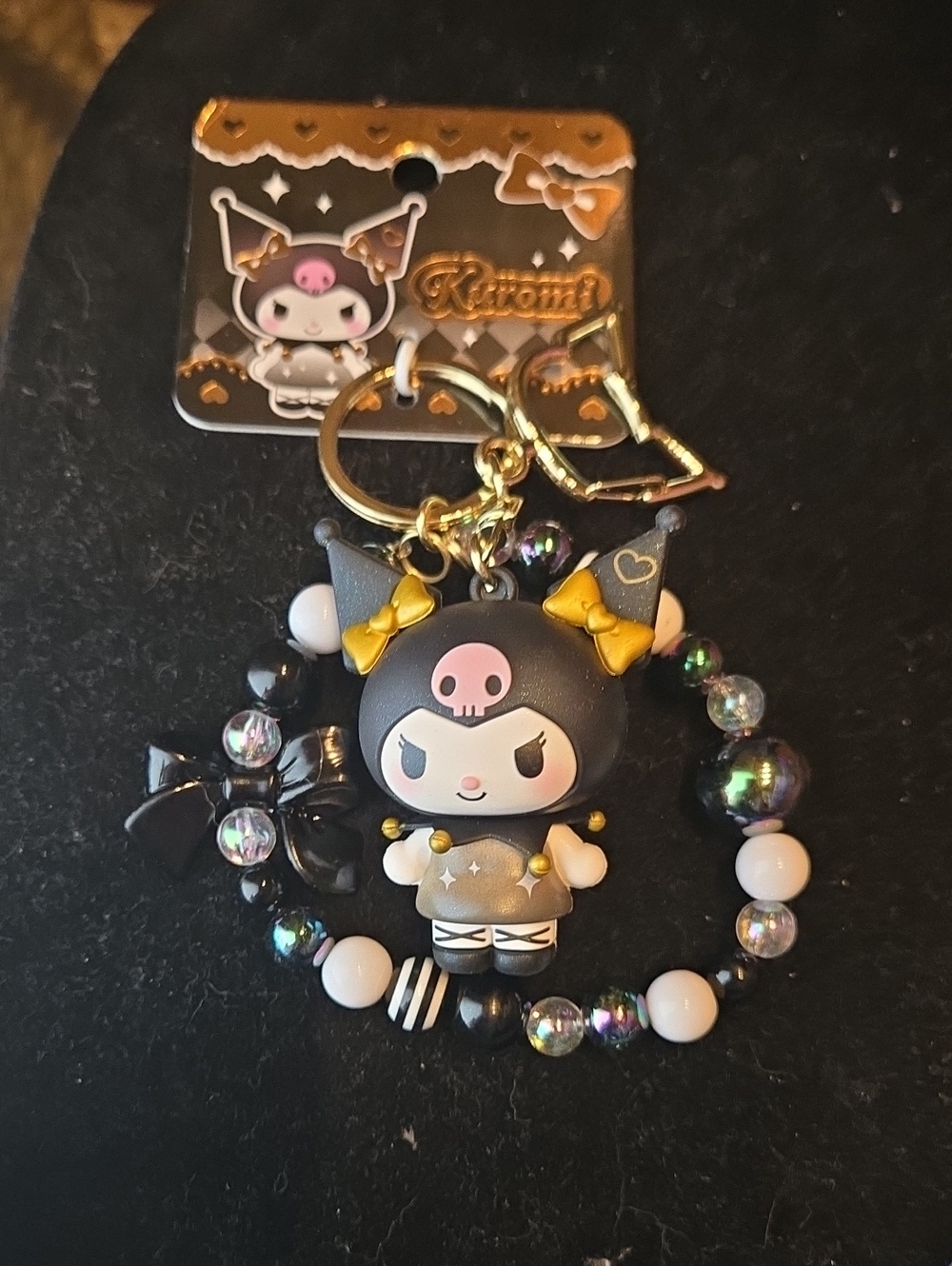Black & Gold Kuromi Keychain Bracelet